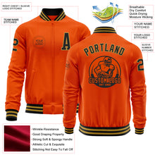 Charger l&#39;image dans la galerie, Custom Orange Black-Old Gold Bomber Varsity Letterman Zipper Jacket
