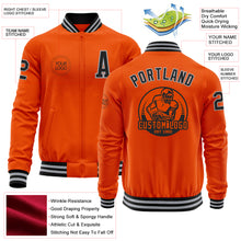 Charger l&#39;image dans la galerie, Custom Orange Black-Gray Bomber Varsity Letterman Zipper Jacket
