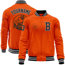 Charger l&#39;image dans la galerie, Custom Orange Black-Gray Bomber Varsity Letterman Zipper Jacket
