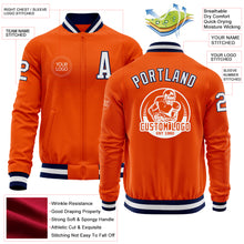 Charger l&#39;image dans la galerie, Custom Orange White-Navy Bomber Varsity Letterman Zipper Jacket
