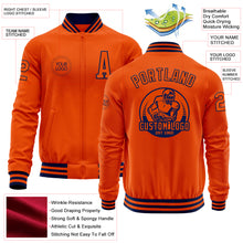 Charger l&#39;image dans la galerie, Custom Orange Navy Bomber Varsity Letterman Zipper Jacket
