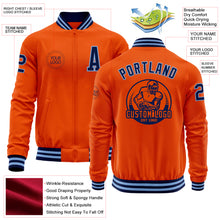 Charger l&#39;image dans la galerie, Custom Orange Navy-Light Blue Bomber Varsity Letterman Zipper Jacket
