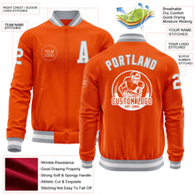 Charger l&#39;image dans la galerie, Custom Orange White-Gray Bomber Varsity Letterman Zipper Jacket
