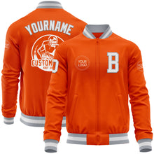 Charger l&#39;image dans la galerie, Custom Orange White-Gray Bomber Varsity Letterman Zipper Jacket
