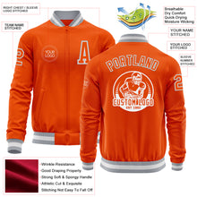 Charger l&#39;image dans la galerie, Custom Orange White-Gray Bomber Varsity Letterman Zipper Jacket
