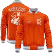 Charger l&#39;image dans la galerie, Custom Orange White-Gray Bomber Varsity Letterman Zipper Jacket
