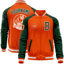 Charger l&#39;image dans la galerie, Custom Orange White-Green Bomber Varsity Letterman Two Tone Zipper Jacket
