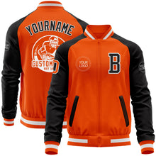 Charger l&#39;image dans la galerie, Custom Orange White-Black Bomber Varsity Letterman Two Tone Zipper Jacket
