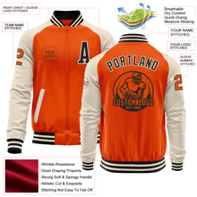 Charger l&#39;image dans la galerie, Custom Orange Black-Cream Bomber Varsity Letterman Two Tone Zipper Jacket
