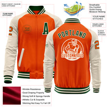 Charger l&#39;image dans la galerie, Custom Orange Green-Cream Bomber Varsity Letterman Two Tone Zipper Jacket
