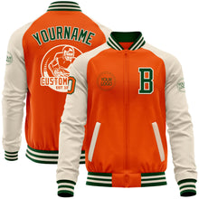 Charger l&#39;image dans la galerie, Custom Orange Green-Cream Bomber Varsity Letterman Two Tone Zipper Jacket
