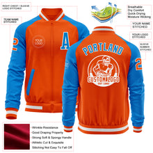 Charger l&#39;image dans la galerie, Custom Orange White-Powder Blue Bomber Varsity Letterman Two Tone Zipper Jacket
