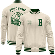 Charger l&#39;image dans la galerie, Custom Cream Green Bomber Varsity Letterman Zipper Jacket
