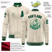 Charger l&#39;image dans la galerie, Custom Cream Kelly Green-Black Bomber Varsity Letterman Zipper Jacket
