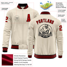 Charger l&#39;image dans la galerie, Custom Cream Red-Black Bomber Varsity Letterman Zipper Jacket
