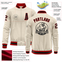 Charger l&#39;image dans la galerie, Custom Cream Black-Red Bomber Varsity Letterman Zipper Jacket
