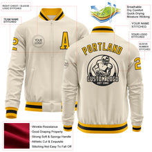 Charger l&#39;image dans la galerie, Custom Cream Gold-Black Bomber Varsity Letterman Zipper Jacket
