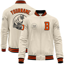 Charger l&#39;image dans la galerie, Custom Cream Orange-Black Bomber Varsity Letterman Zipper Jacket
