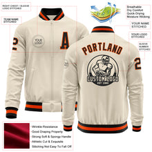 Charger l&#39;image dans la galerie, Custom Cream Black-Orange Bomber Varsity Letterman Zipper Jacket
