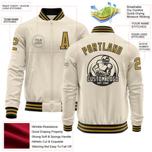 Charger l&#39;image dans la galerie, Custom Cream Old Gold-Black Bomber Varsity Letterman Zipper Jacket
