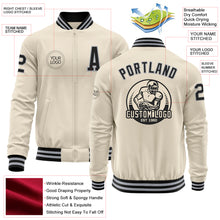 Charger l&#39;image dans la galerie, Custom Cream Black-Gray Bomber Varsity Letterman Zipper Jacket
