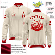 Charger l&#39;image dans la galerie, Custom Cream Red-White Bomber Varsity Letterman Zipper Jacket
