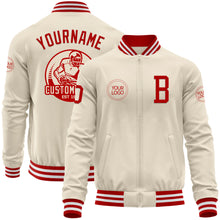 Charger l&#39;image dans la galerie, Custom Cream Red-White Bomber Varsity Letterman Zipper Jacket
