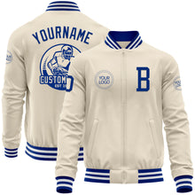 Charger l&#39;image dans la galerie, Custom Cream Royal-White Bomber Varsity Letterman Zipper Jacket
