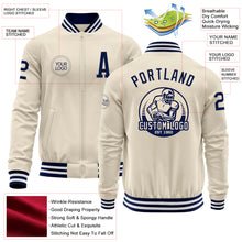 Charger l&#39;image dans la galerie, Custom Cream Navy-White Bomber Varsity Letterman Zipper Jacket
