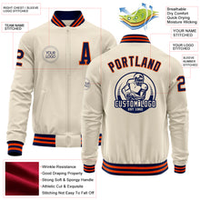 Charger l&#39;image dans la galerie, Custom Cream Navy-Orange Bomber Varsity Letterman Zipper Jacket
