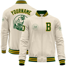 Charger l&#39;image dans la galerie, Custom Cream Green-Gold Bomber Varsity Letterman Zipper Jacket
