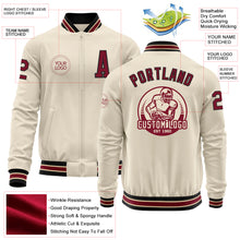 Load image into Gallery viewer, Custom Cream Crimson Black-City Cream Bomber Varsity Letterman Zipper Jacket
