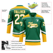 Загрузить изображение в средство просмотра галереи, Custom Kelly Green White-Gold Hockey Lace Neck Jersey
