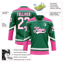 Загрузить изображение в средство просмотра галереи, Custom Kelly Green White-Pink Hockey Lace Neck Jersey
