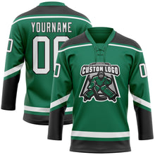 Charger l&#39;image dans la galerie, Custom Kelly Green White-Black Hockey Lace Neck Jersey
