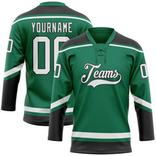 Charger l&#39;image dans la galerie, Custom Kelly Green White-Black Hockey Lace Neck Jersey
