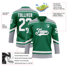 Загрузить изображение в средство просмотра галереи, Custom Kelly Green White-Gray Hockey Lace Neck Jersey
