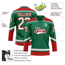 Загрузить изображение в средство просмотра галереи, Custom Kelly Green White-Red Hockey Lace Neck Jersey
