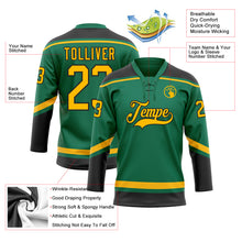 Загрузить изображение в средство просмотра галереи, Custom Kelly Green Gold-Black Hockey Lace Neck Jersey
