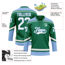 Charger l&#39;image dans la galerie, Custom Kelly Green White-Light Blue Hockey Lace Neck Jersey
