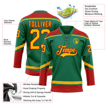 Загрузить изображение в средство просмотра галереи, Custom Kelly Green Gold-Red Hockey Lace Neck Jersey
