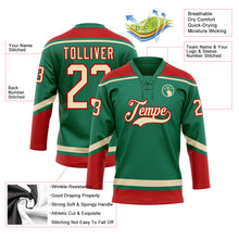 Charger l&#39;image dans la galerie, Custom Kelly Green City Cream-Red Hockey Lace Neck Jersey
