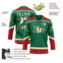 Загрузить изображение в средство просмотра галереи, Custom Kelly Green Vintage Mexican Flag Cream-Red Hockey Lace Neck Jersey
