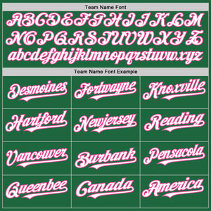 Custom Kelly Green White-Pink Mesh Authentic Throwback Baseball Jersey