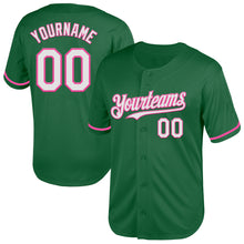 Загрузить изображение в средство просмотра галереи, Custom Kelly Green White-Pink Mesh Authentic Throwback Baseball Jersey
