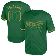 Load image into Gallery viewer, Custom Kelly Green Old Gold Mesh Authentic Throwback Baseball Jersey
