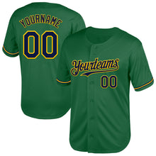 Load image into Gallery viewer, Custom Kelly Green Navy-Yellow Mesh Authentic Throwback Baseball Jersey
