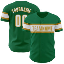 Загрузить изображение в средство просмотра галереи, Custom Kelly Green White-Old Gold Authentic Baseball Jersey
