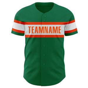 Custom Kelly Green White-Orange Authentic Baseball Jersey