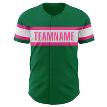 Загрузить изображение в средство просмотра галереи, Custom Kelly Green White-Pink Authentic Baseball Jersey
